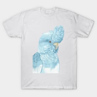 indigo glossy black cockatoo watercolor portrait T-Shirt